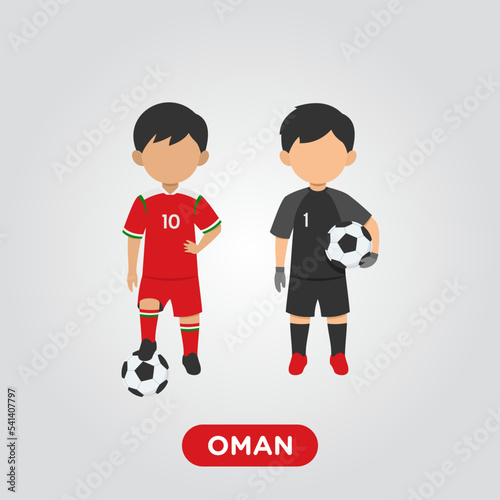 Vector Design illustration of collection football player of Oman with children illustration (goal keeper and player).