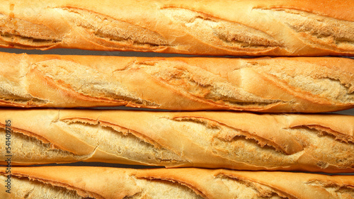 Pattern of french baguettes white bread