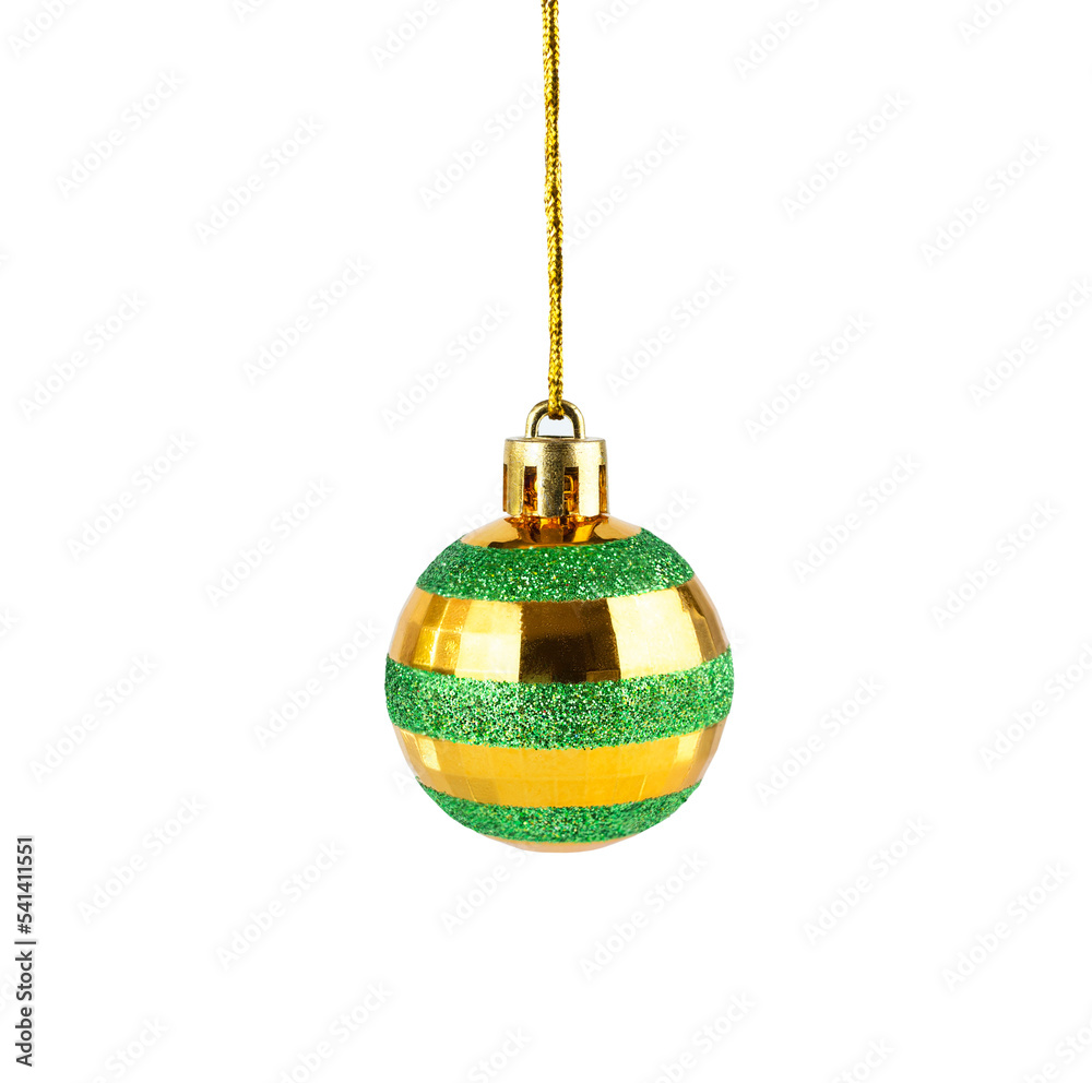 Green and gold christmas ball isolated on white Green and gold christmas ball isolated on white
