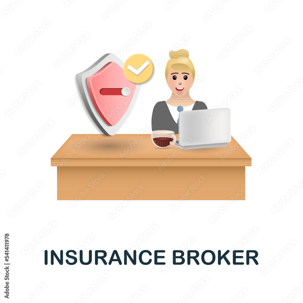 Insurance Broker icon. 3d illustration from insurance collection. Creative Insurance Broker 3d icon for web design, templates, infographics and more