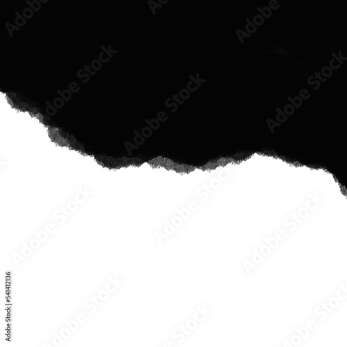 Ripped black paper across plain background, space for copy text, torn papyrus texture, cut edges design