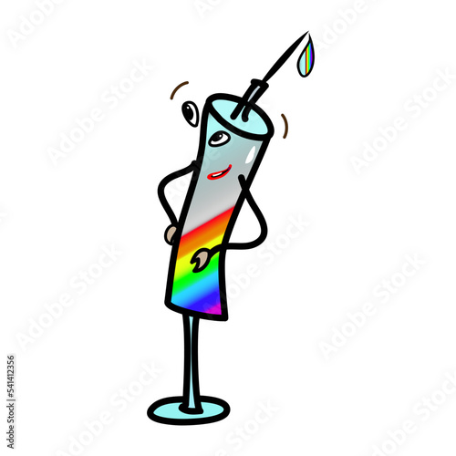 Syringe with medicatsion. Rainbow medicatsion. Vector cartoon illustration