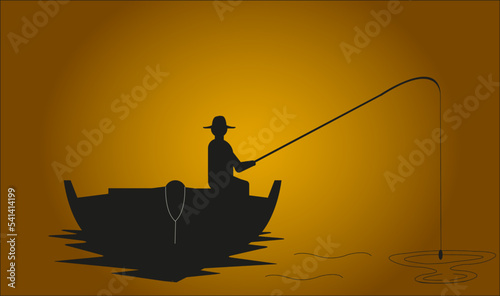 Silhouette de pêcheur au lever du soleil