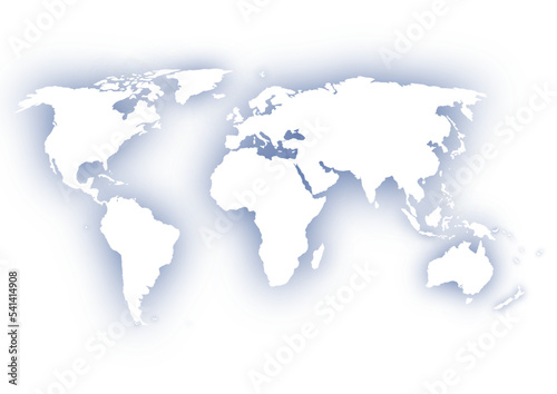 世界地図のイラスト: 青色ぼかし背景