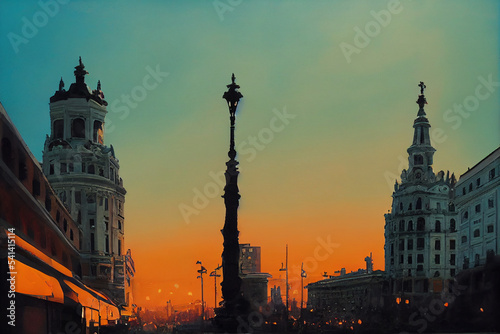 Landscape with the city of Madrid. Spain.