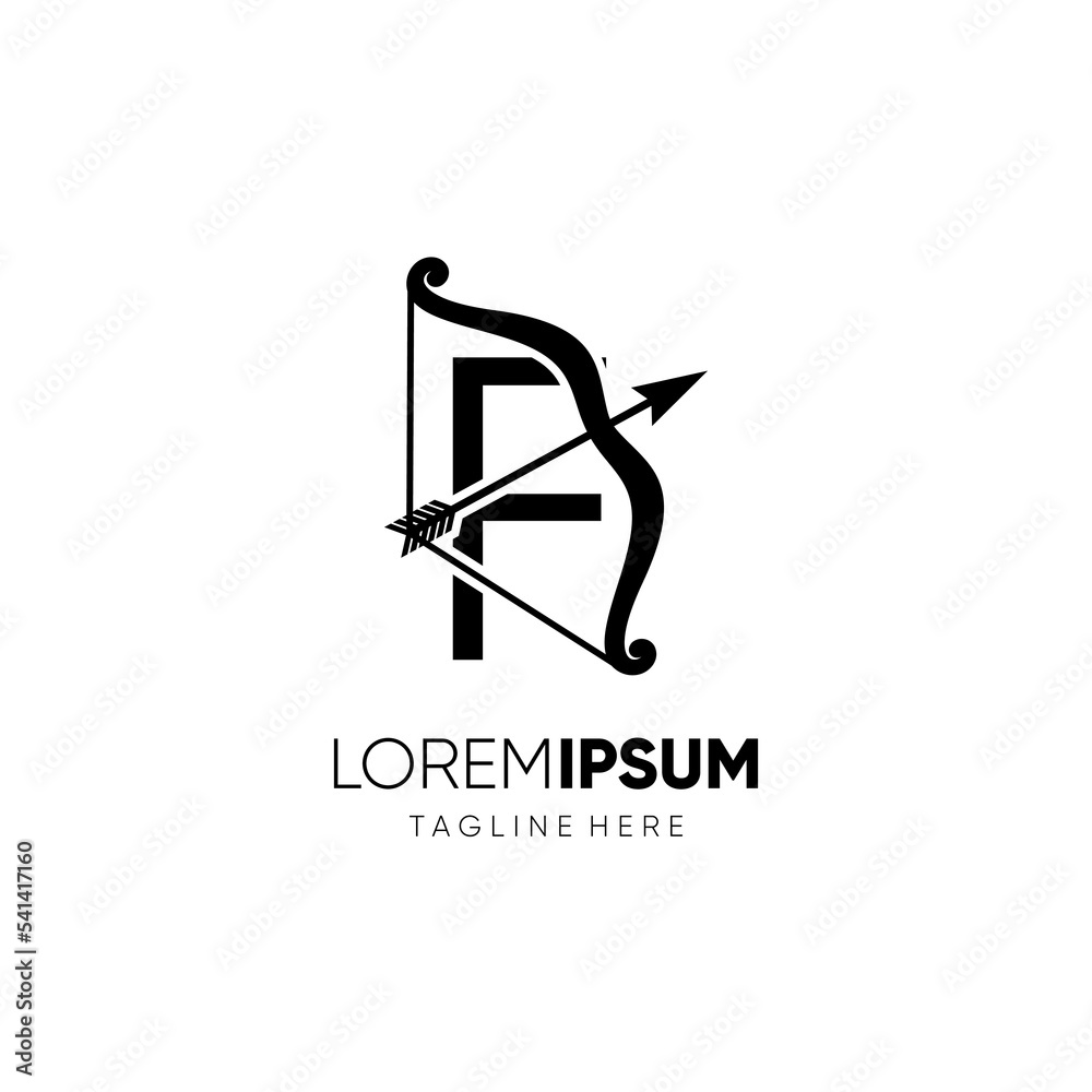 Letter F Bow Archery Logo Design Vector Icon Graphic Emblem Illustration Letter F Bow Archery Logo Design Vector Icon Graphic Emblem Illustration