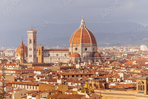 Cathedral of Saint Mary of the Flower in Florence, Italy, seen from a distance