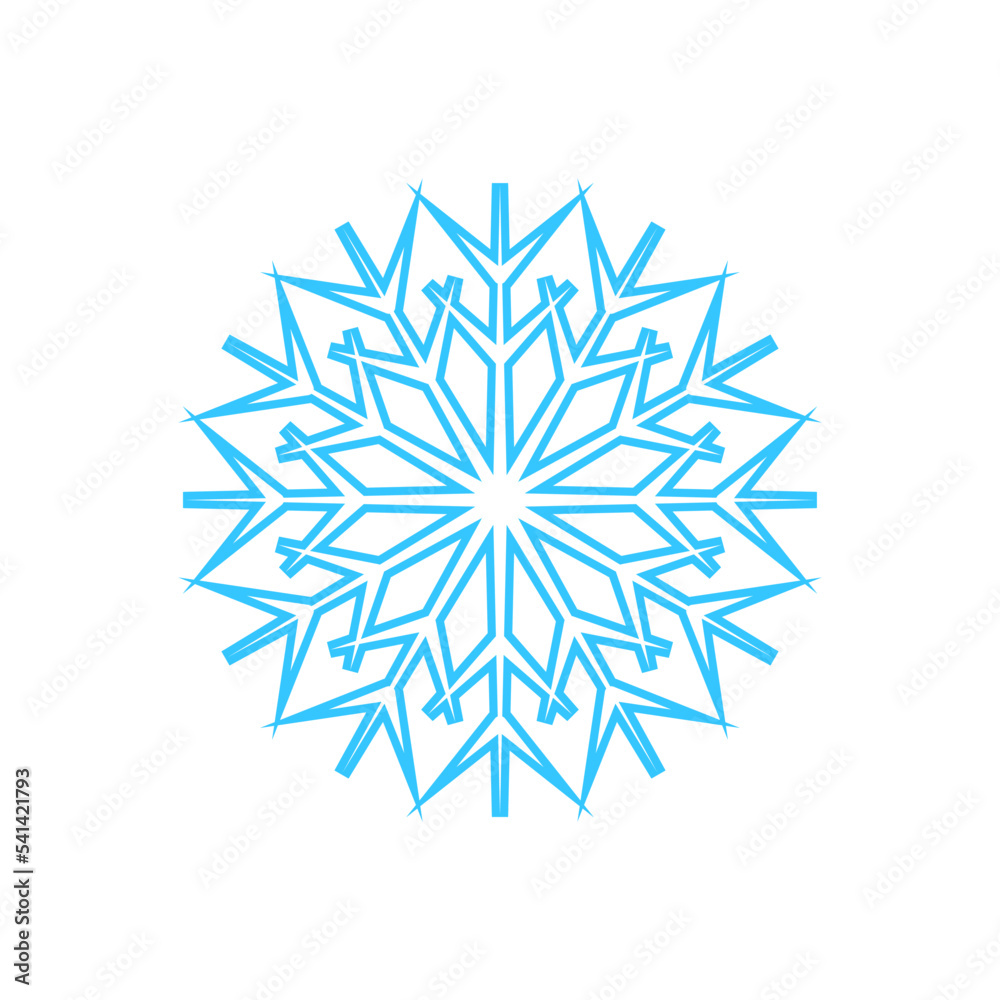 Simple snowflake made of blue lines. Festive decoration for New Year and Christmas, symbol of winter, element for design. Vector illustration Simple snowflake made of blue lines. Festive decoration for New Year and Christmas, symbol of winter, element for design. Vector illustration