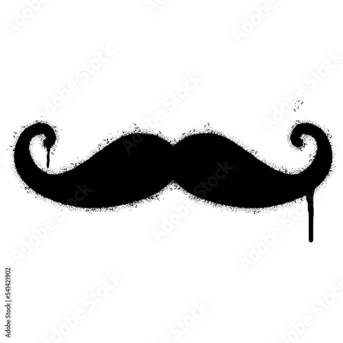 Spray Painted Graffiti moustache icon Sprayed isolated with a white background. graffiti mustache symbol with over spray in black over white. Vector illustration.