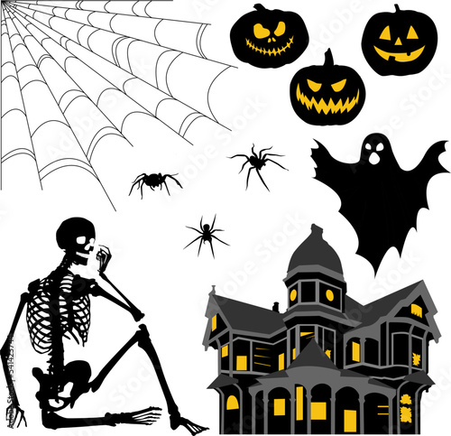 Halloween vector icon set on isolated white background