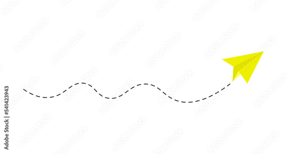 Dashed line paper airplane route Dashed line paper airplane route