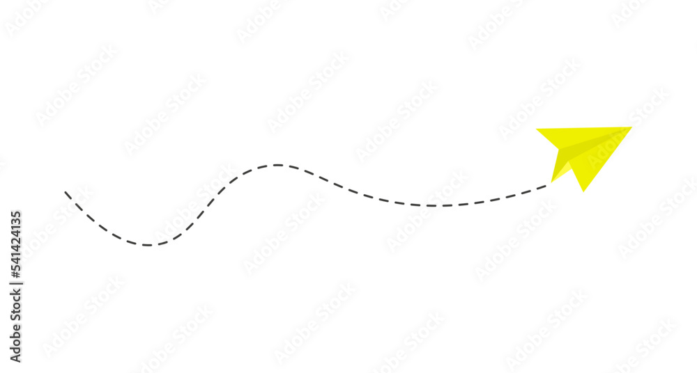 Dashed line paper airplane route Dashed line paper airplane route