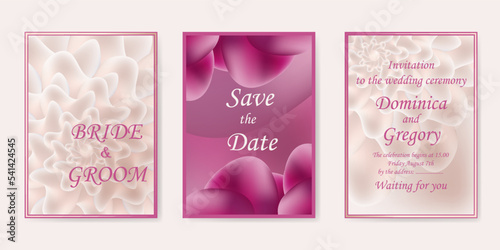 Set of templates for invitations, cards and covers in delicate pastel and pink colors. Vector image of abstract flowers, eps