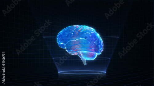 Hologram human brain on a dark background.