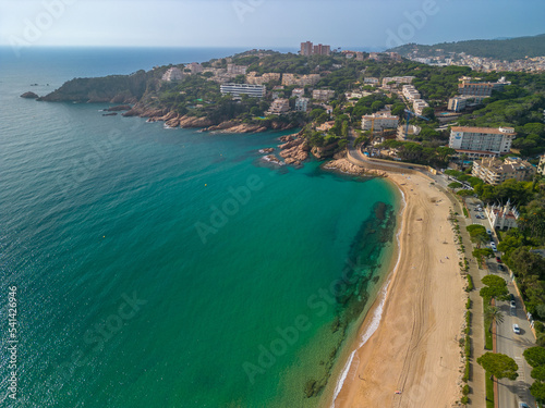 Fototapeta Naklejka Na Ścianę i Meble -  S'Agaró Playa de Aro, Sant Pol aerial images summer beach European tourism