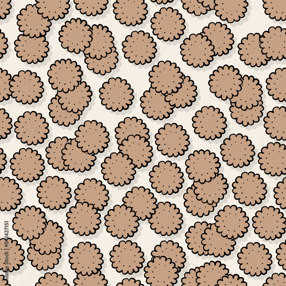 Fall Autumn Doodle Shortbread Cookies linear colorful vector seasonal seamless pattern isolated on light background