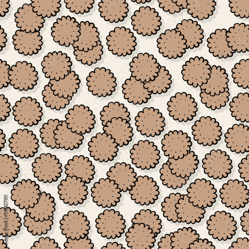 Obraz na płótnie Fall Autumn Doodle Shortbread Cookies linear colorful vector seasonal seamless pattern isolated on light background w salonie