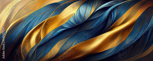 Panorama header with abstract organic lines and shapes, ukraine flag colors as wallpaper photo