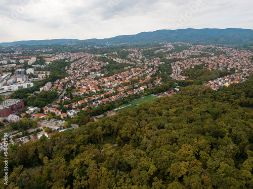 Zagreb from drone, aerial view