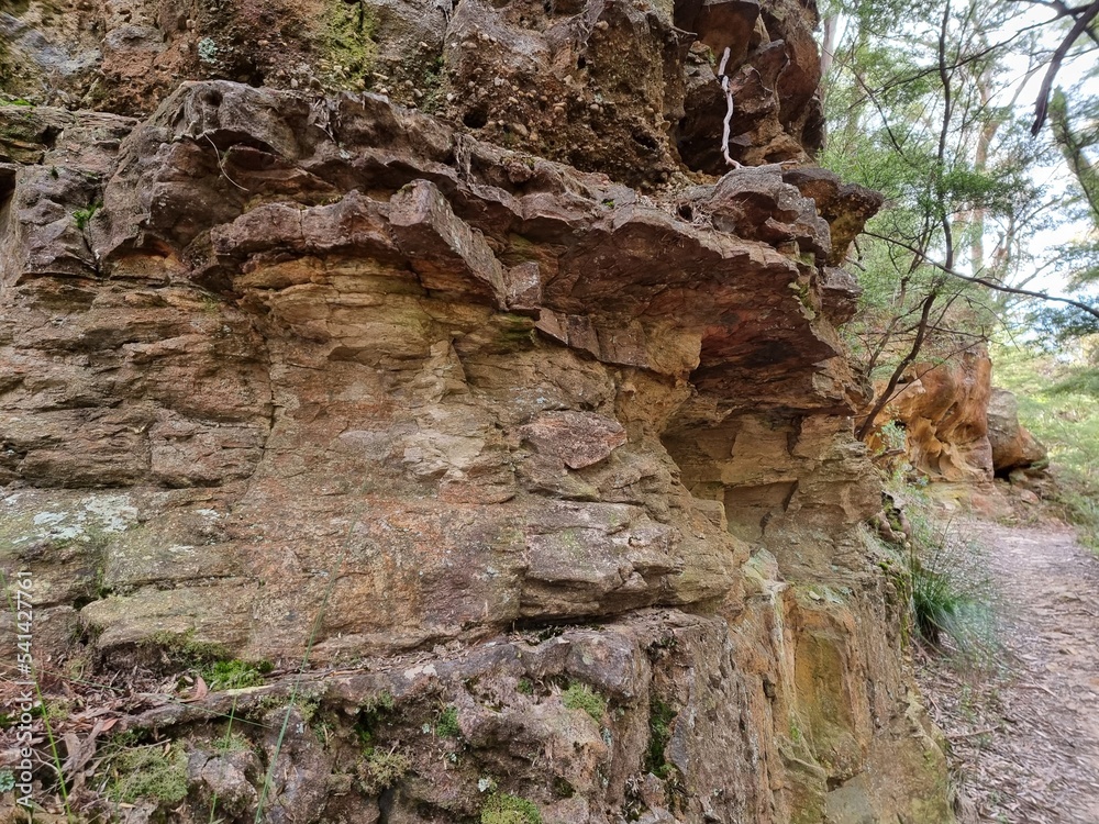 Eroded Cliff Face on the Prince Henry Cliff Track in the Blue Mountains of New south Wales