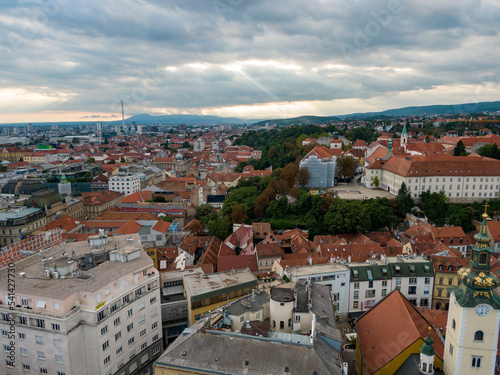 Zagreb from drone, aerial view