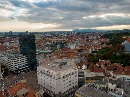 Zagreb from drone, aerial view