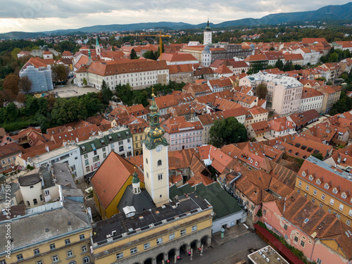 Zagreb from drone, aerial view