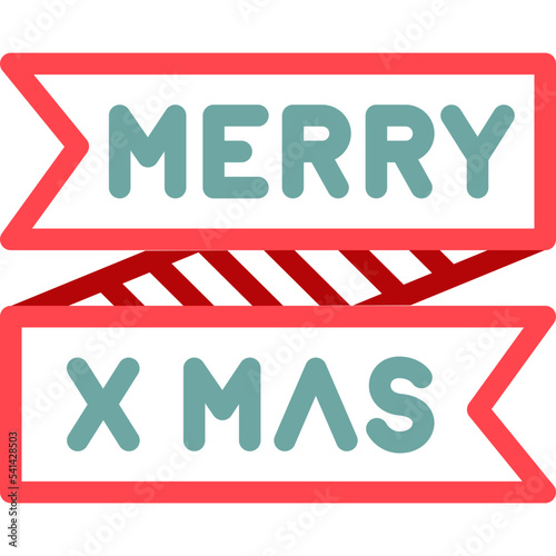 merry x mas banner lineal color icon illustration