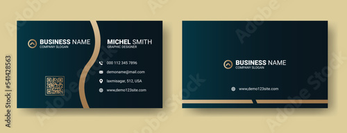 Luxury black and golden gradient business card design template vector. Premium visiting card template