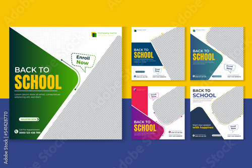 Back to school social media post template bundle
