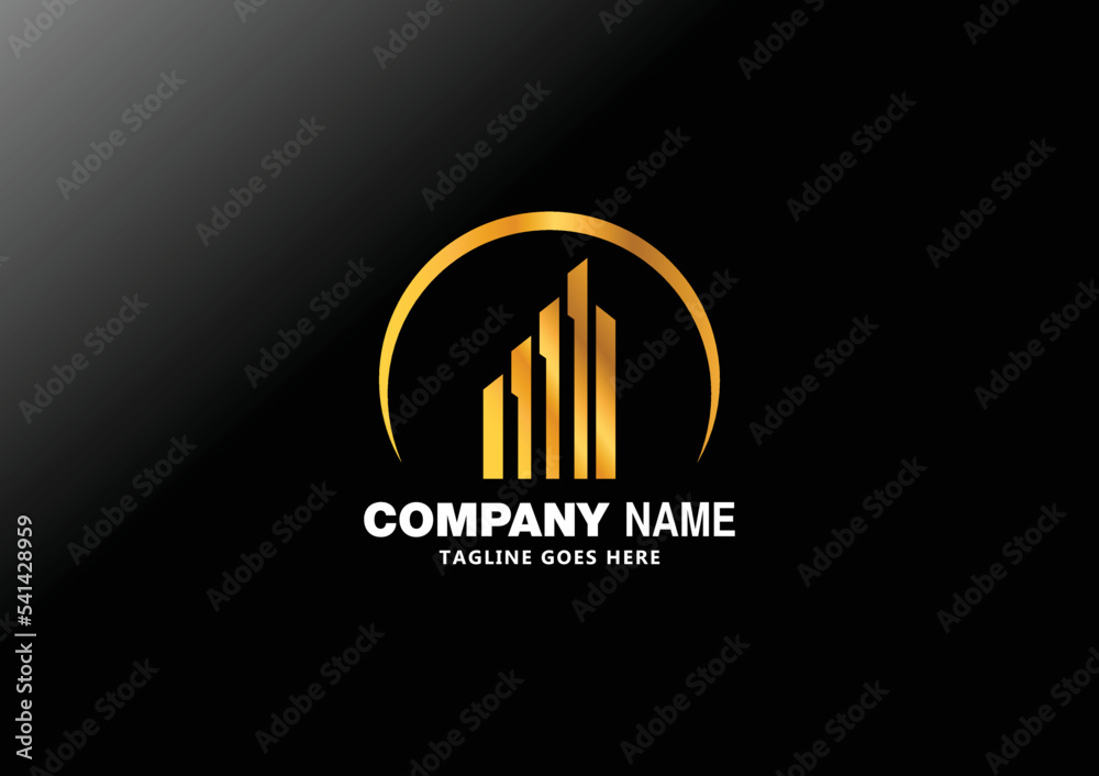Abstract and Minimalist Real Estate Logo Design. Construction, Architecture or Building Logo.