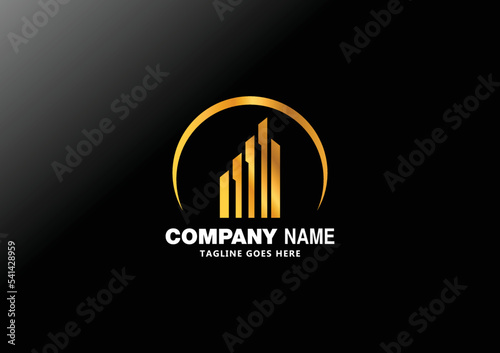 Abstract and Minimalist Real Estate Logo Design. Construction  Architecture or Building Logo.