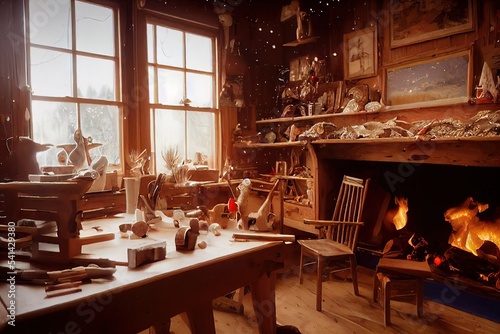Santa Claus living room and workshop
