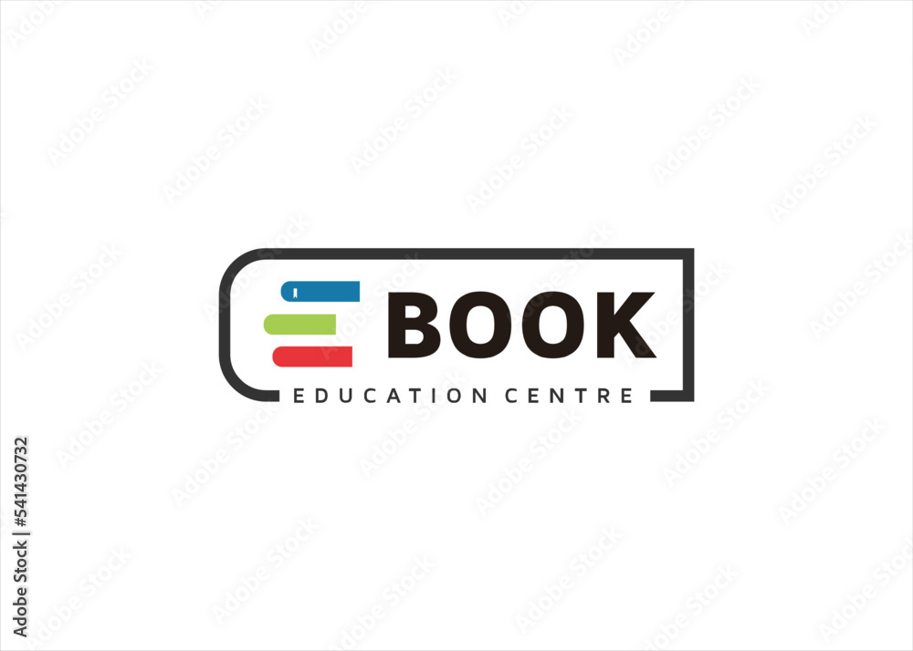 Obraz premium book logo design with abstract letter E symbol
