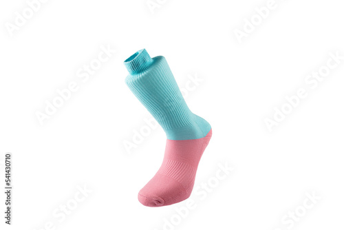 Blank long socks design mockup, isolated.Long clear soft sock stand presentation.Men women high sportswear template.Set of short socks for sports as mockup and label for advertising,logo,branding.