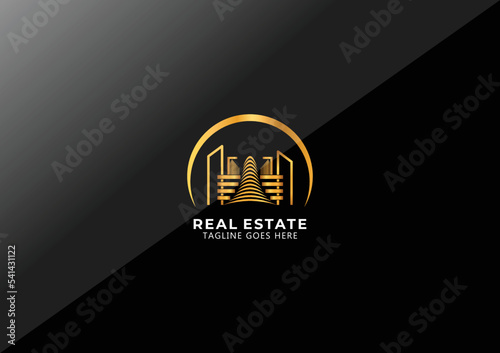 Modern Real estate logo design concept. Elegant design for construction company, house planning, property agency, architecture and building reconstruction.