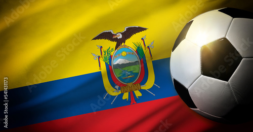 Ecuador national team background with ball and flag top view photo