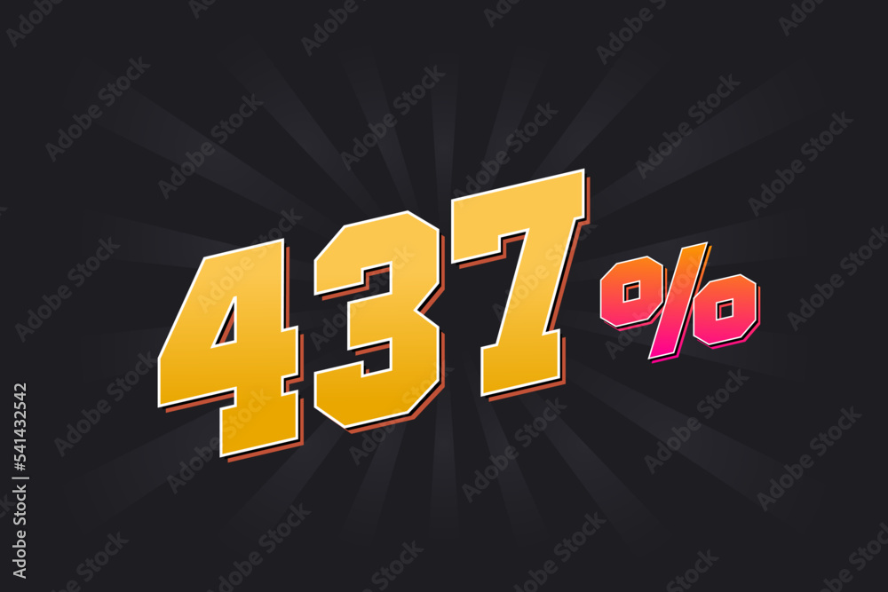 437% discount banner with dark background and yellow text. 437 percent
