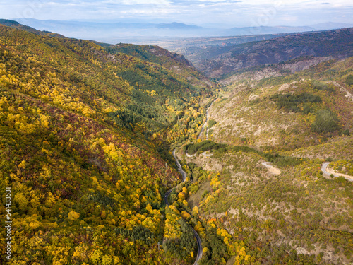 Autumn time in Bulgaria, mountains, Drone view
