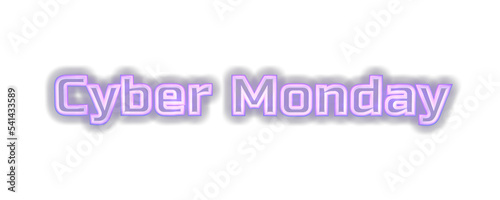 Neon inscription Cyber Monday, isolated on transparent background. 3D render.