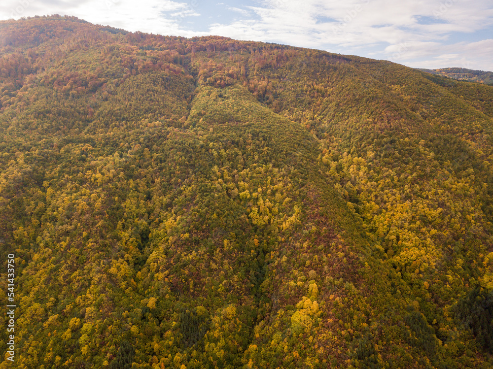 Autumn time in Bulgaria, mountains, Drone view
