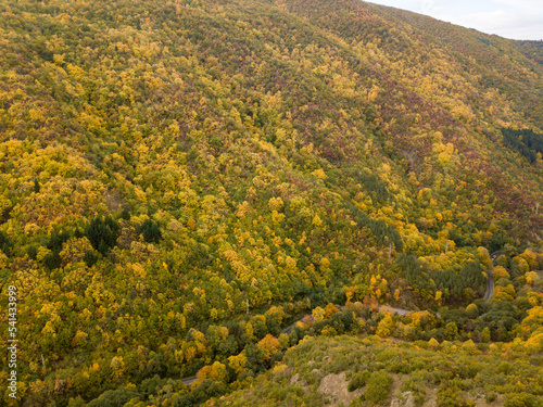 Autumn time in Bulgaria, mountains, Drone view 