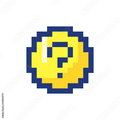 Question mark pixelated RGB color ui icon. Identify unknown device. Fix problem. Simplistic filled 8bit graphic element. Retro style design for arcade, video game art. Editable vector isolated image photo
