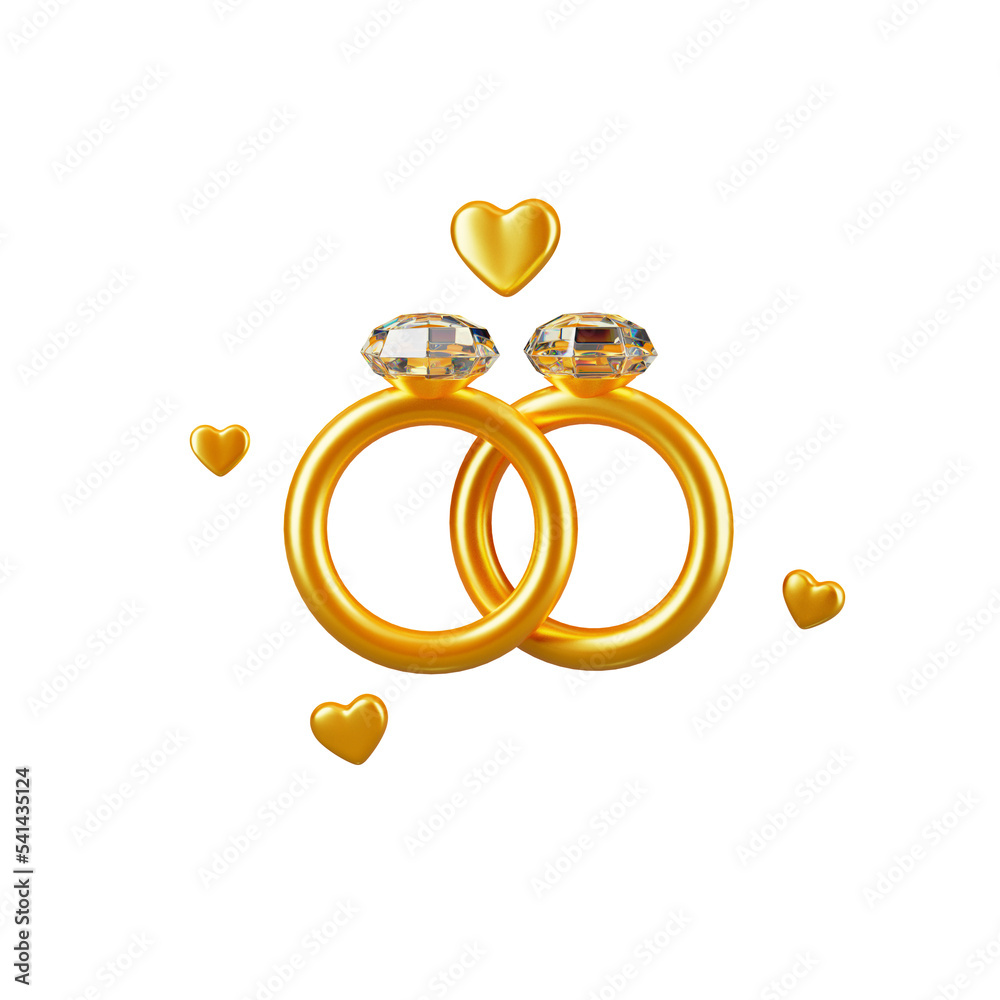 Golden Wedding Ring With Diamond Isolated Icon Stock Illustration