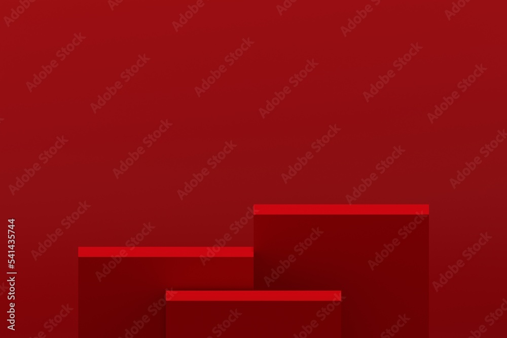 Red product display for product presentation. Red product display for product presentation.