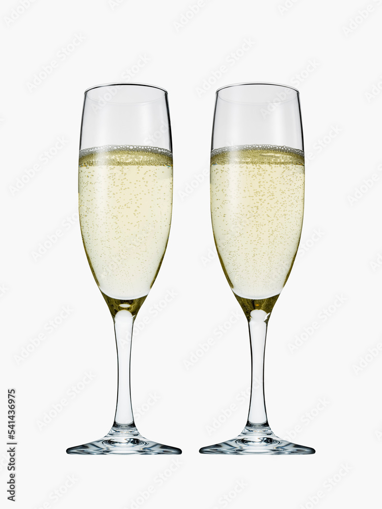 Two champagne glasses filled with champagne Two champagne glasses filled with champagne