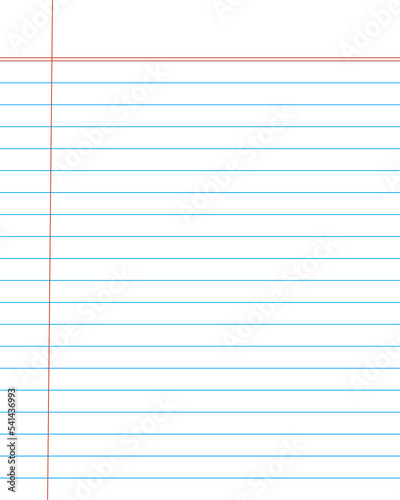 blue ruled notebook page vector illustration