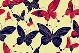 Colourful Hand drawn butterflies with artistic brush strokes seamless pattern beautiful illustration,Design for fashion , fabric, textile, wallpaper, cover, web , wrapping and all prints on White