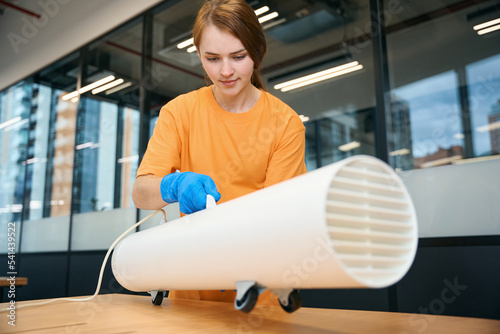 Cleaner uses an ozone generator in a coworking space