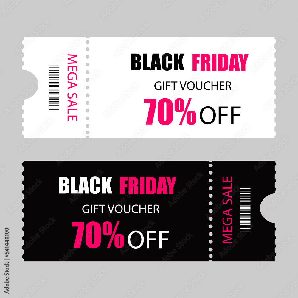 Fototapeta premium Black friday gift voucher template promotion. Sale discount.Vector illustration